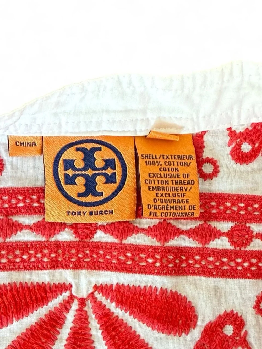 Tory Burch embroidered cotton bohemian tunic dress Size 8